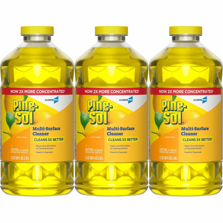 CloroxPro Pine-Sol® Multi-Surface Cleaner - For Multi Surface - Concentrate - Liquid - 80 fl oz (2.5 quart) - Lemon Fresh Scent - Deodorize, Disinfectant, Dilutable - Yellow - 3 / Carton