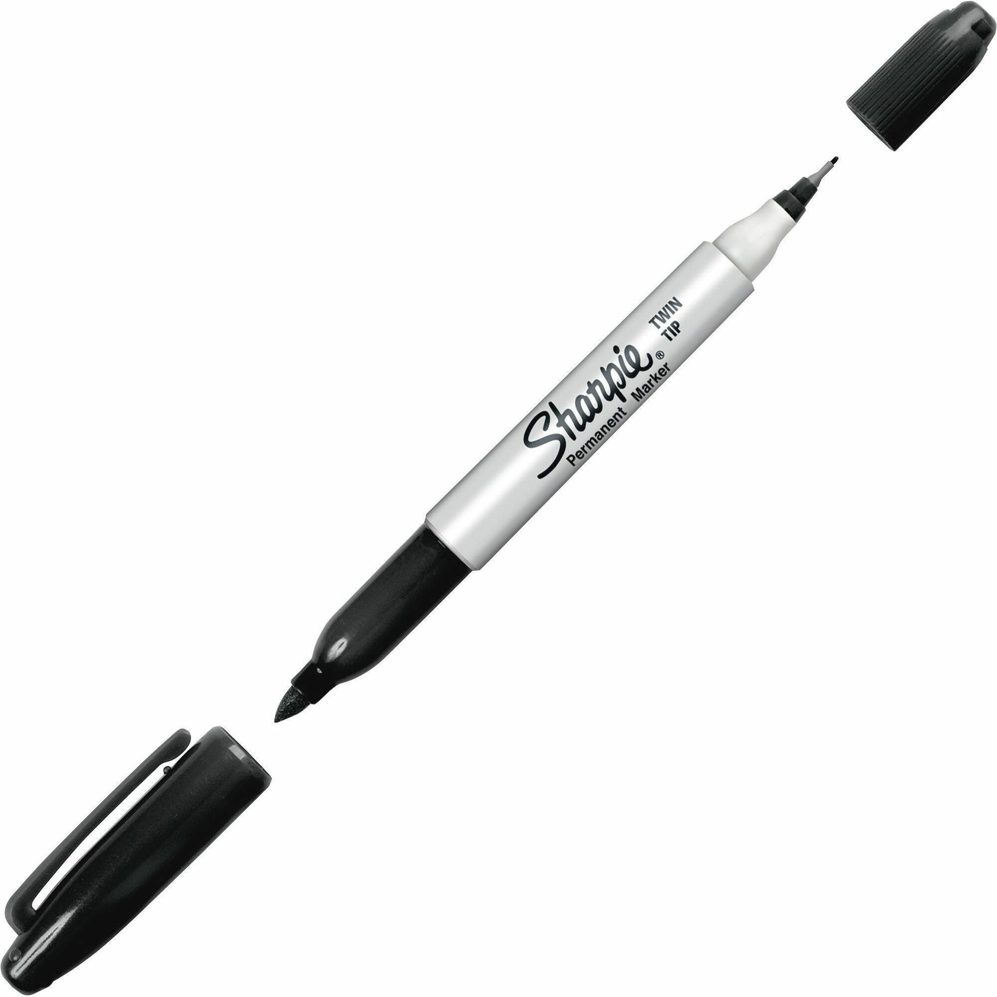 Sharpie Twin Tip Permanent Markers - Ultra Fine, Fine, Bold Marker Point - Black Ink - 1 Dozen