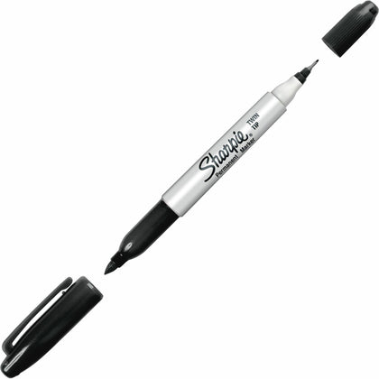 Sharpie Twin Tip Permanent Markers - Black Ink - 1 Dozen - & Dry-Erase