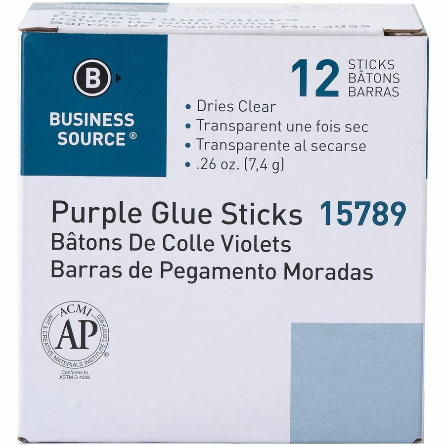 Business Source Bulk Purple Glue Sticks - 0.26 oz - Purple - 12 / Box