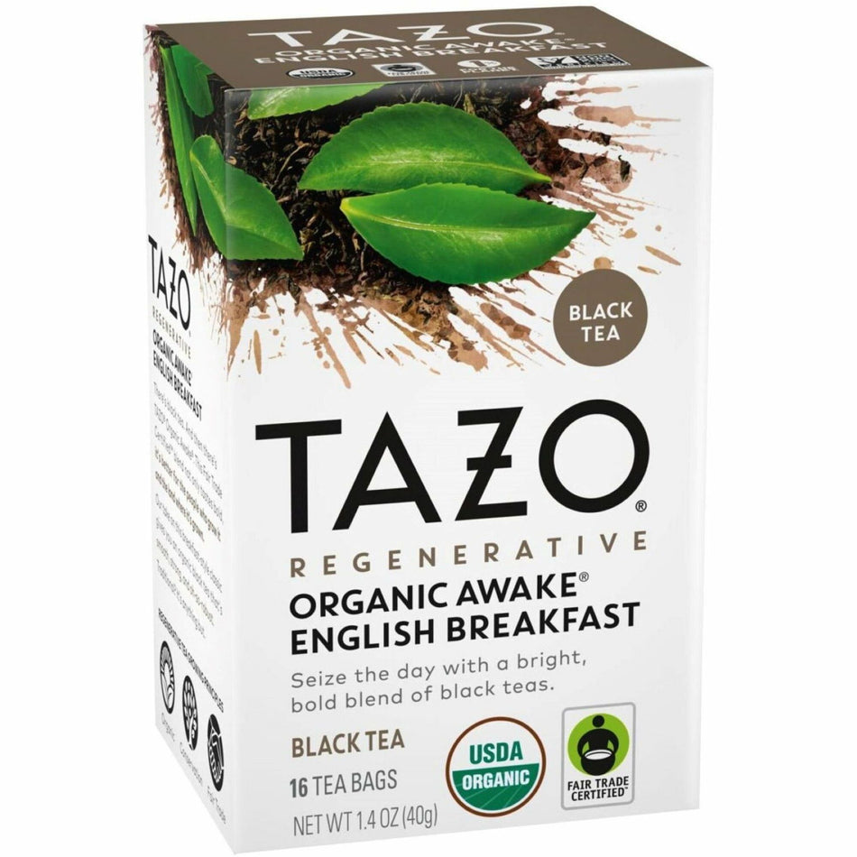 Tazo Regenerative Organic Awake English Breakfast Black Tea Bag - Black Tea - Organic - 16 / Box