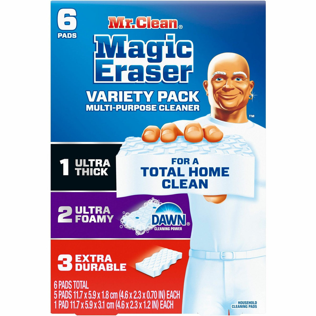 Mr. Clean Magic Eraser Variety Pk - For Multipurpose - Sponge - Durable, Long Lasting - Blue - 6 / Box