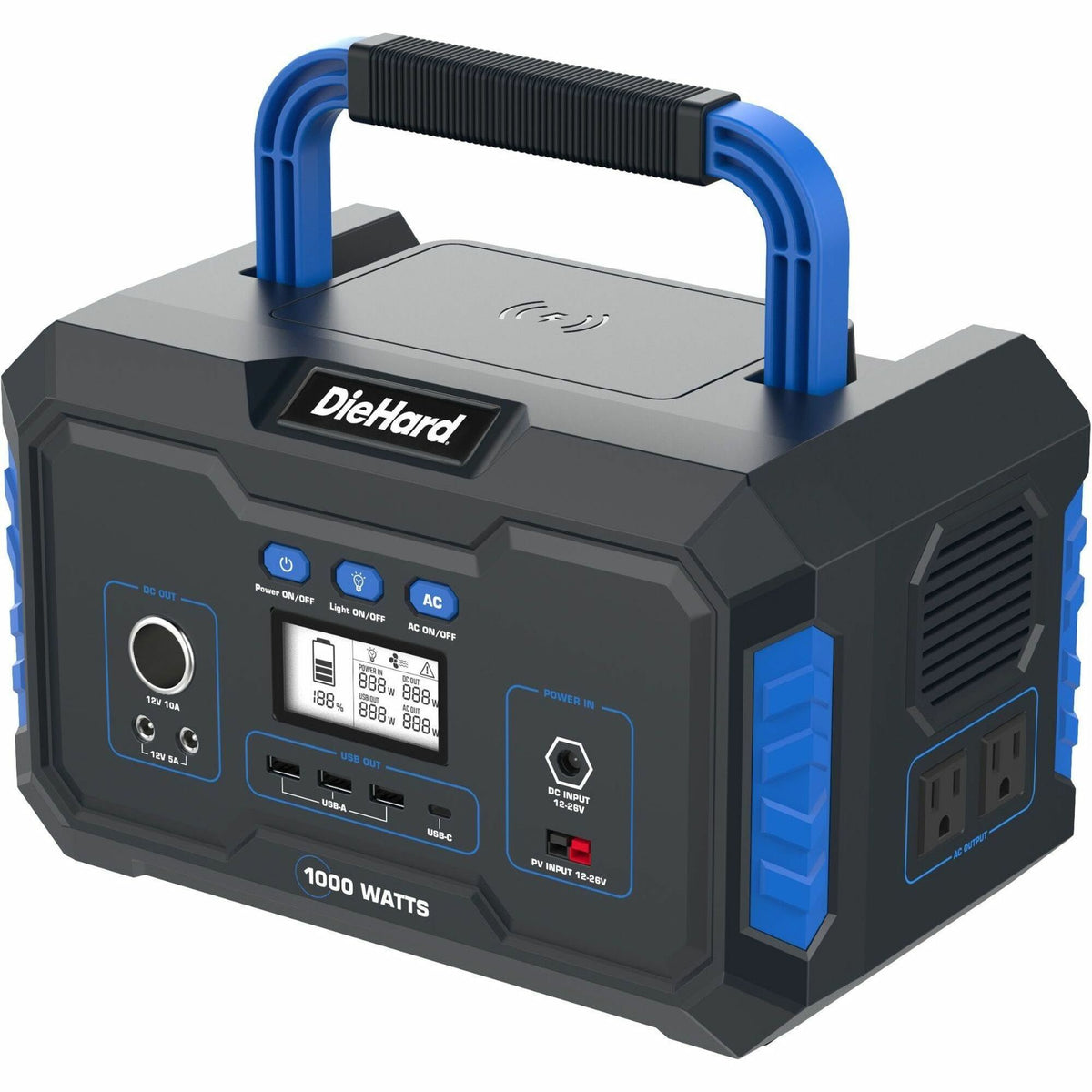 DieHard 1000-Watt Lithium-ion Portable Power Station/Solar Generator - Lithium Ion (Li-Ion) - Rich Black