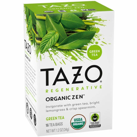 Tazo Regenerative Organic Zen Green Tea Bag - Green Tea - Organic - 16 / Box
