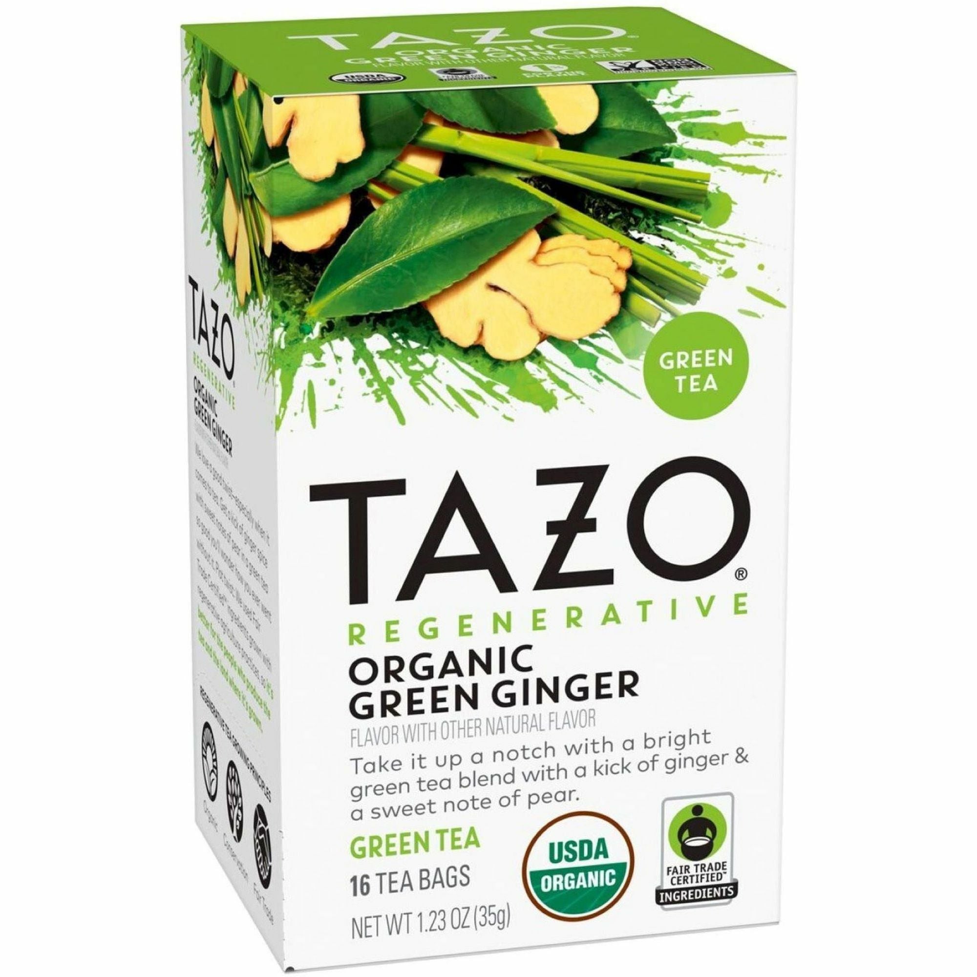 Tazo Regenerative Organic Green Ginger Green Tea Bag - Green Tea - Organic - 16 / Box