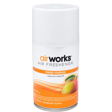 AirWorks Metered Aerosol Air Fresheners - Spray - 6000 ftÔøΩ - 7 fl oz (0.2 quart) - Mango Madness - Wall Mountable - 12 / Carton