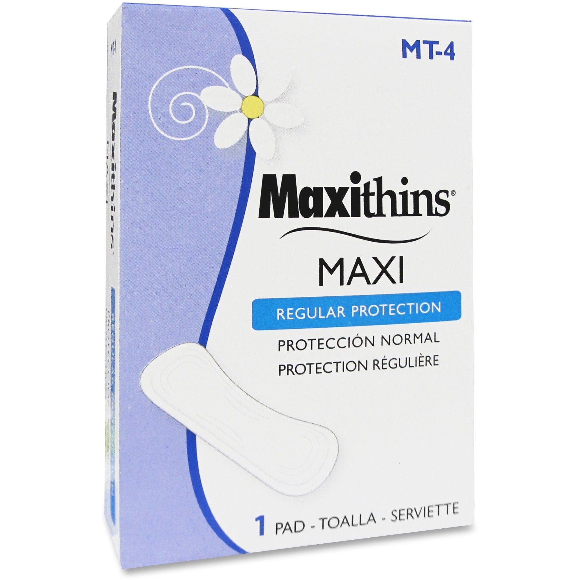 Maxithins Vending Machine Maxi Pads - Absorbent, Individually Wrapped, Anti-leak - 250 / Carton