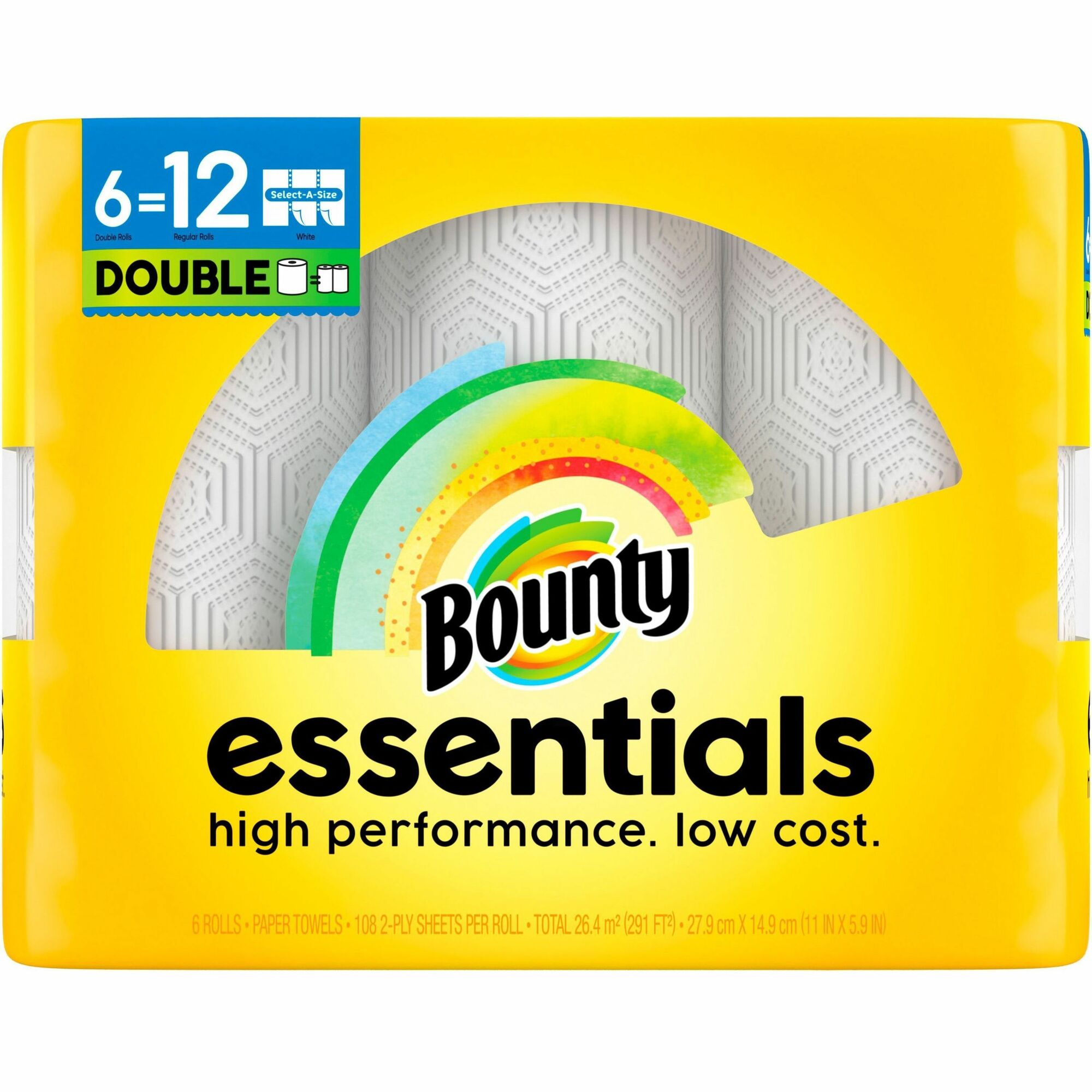 Bounty Essentials Paper Towels - 108 Sheets/Roll - White - 6 / Pack