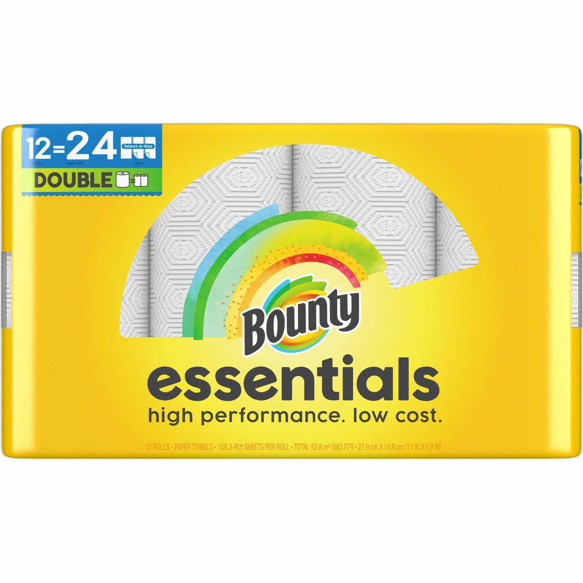 Bounty Essentials Paper Towels - 108 Sheets/Roll - Yellow - 12 Rolls Per CartonCarton - 12 / Carton