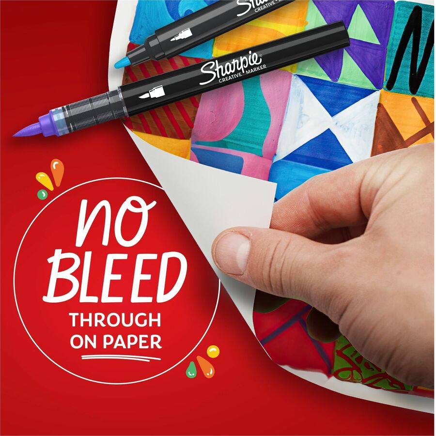 Sharpie Creative Markers - Brush Marker Point - Assorted Ink - Acrylic Based, Water Based - 2 / Pack