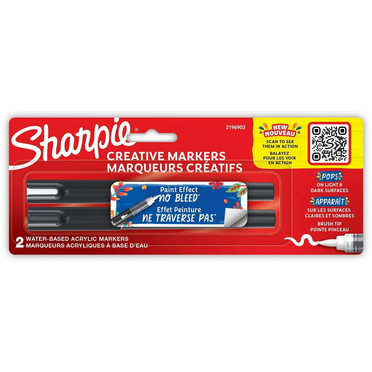 Sharpie Creative Markers - Brush Marker Point - Assorted Ink - Acrylic Based, Water Based - 2 / Pack