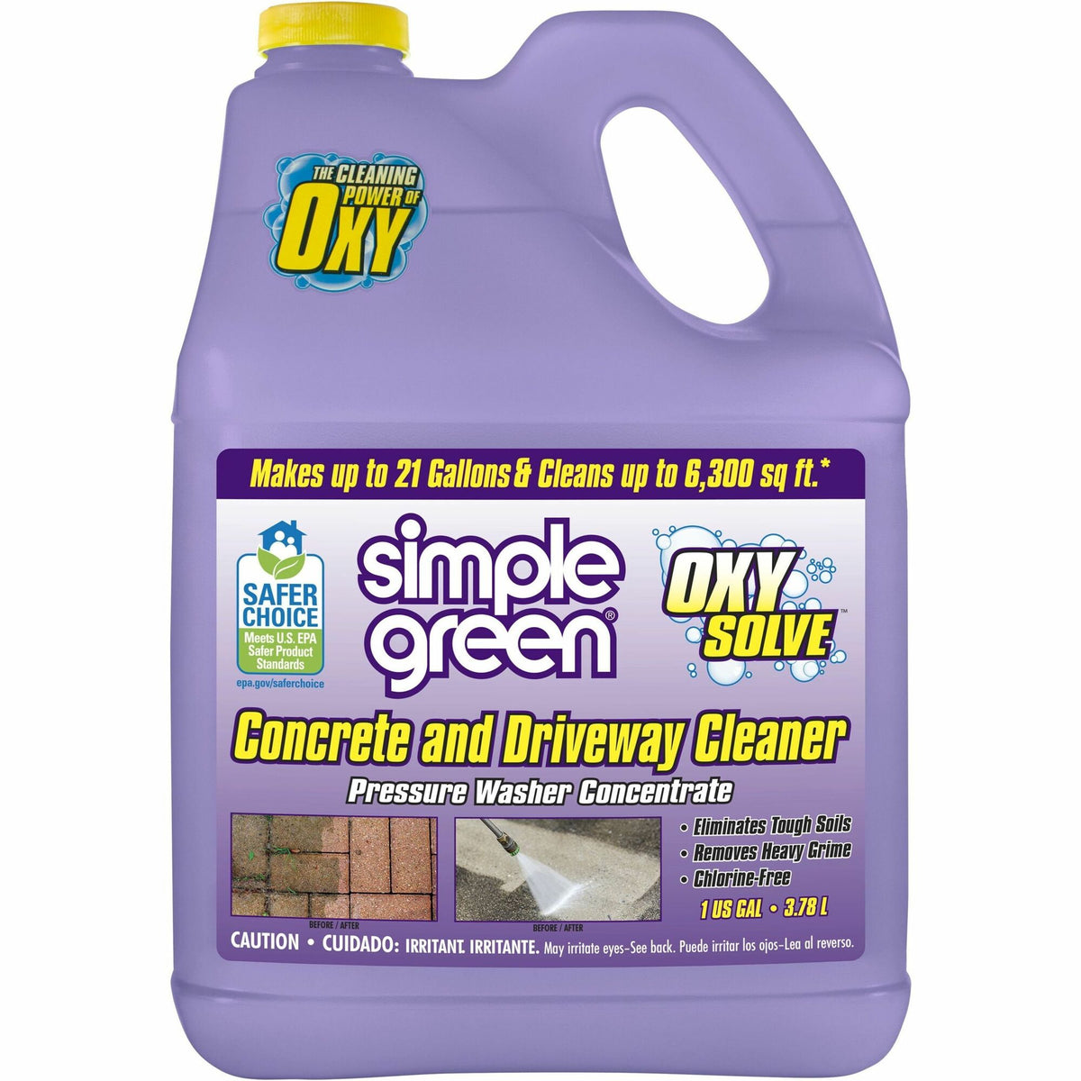 Simple Green Concrete/Driveway Cleaner Concentrate - For Concrete, Patio, Masonry - Concentrate - Liquid - 128 fl oz (4 quart) - Bleach-free, Fast Acting, Non-flammable - Purple - 4 / Carton