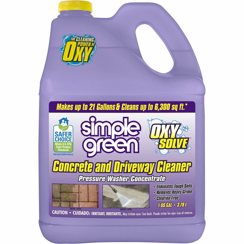Simple Green Concrete/Driveway Cleaner Concentrate - For Concrete, Patio, Masonry - Concentrate - Liquid - 128 fl oz (4 quart) - Bleach-free, Fast Acting, Non-flammable - Purple - 4 / Carton