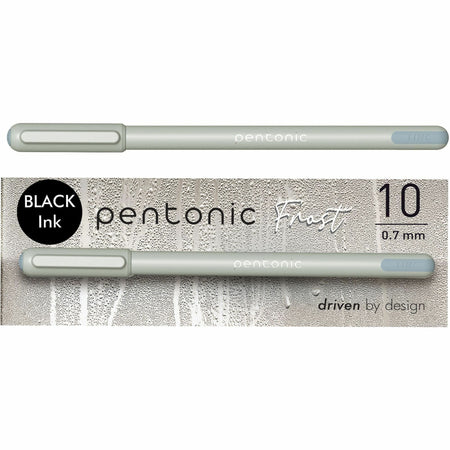 Pentonic Frosted Barrel Ballpoint Pens - 0.7 mm Fine Pen Point - Black Ink - Frost, Gray Barrel - 10 / Box