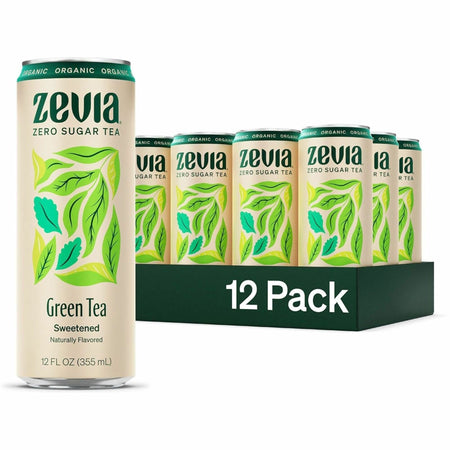 Zevia Sweetened Green Tea Green Tea - Green Tea - 12 oz - GMO Free - Organic - 12 / Carton