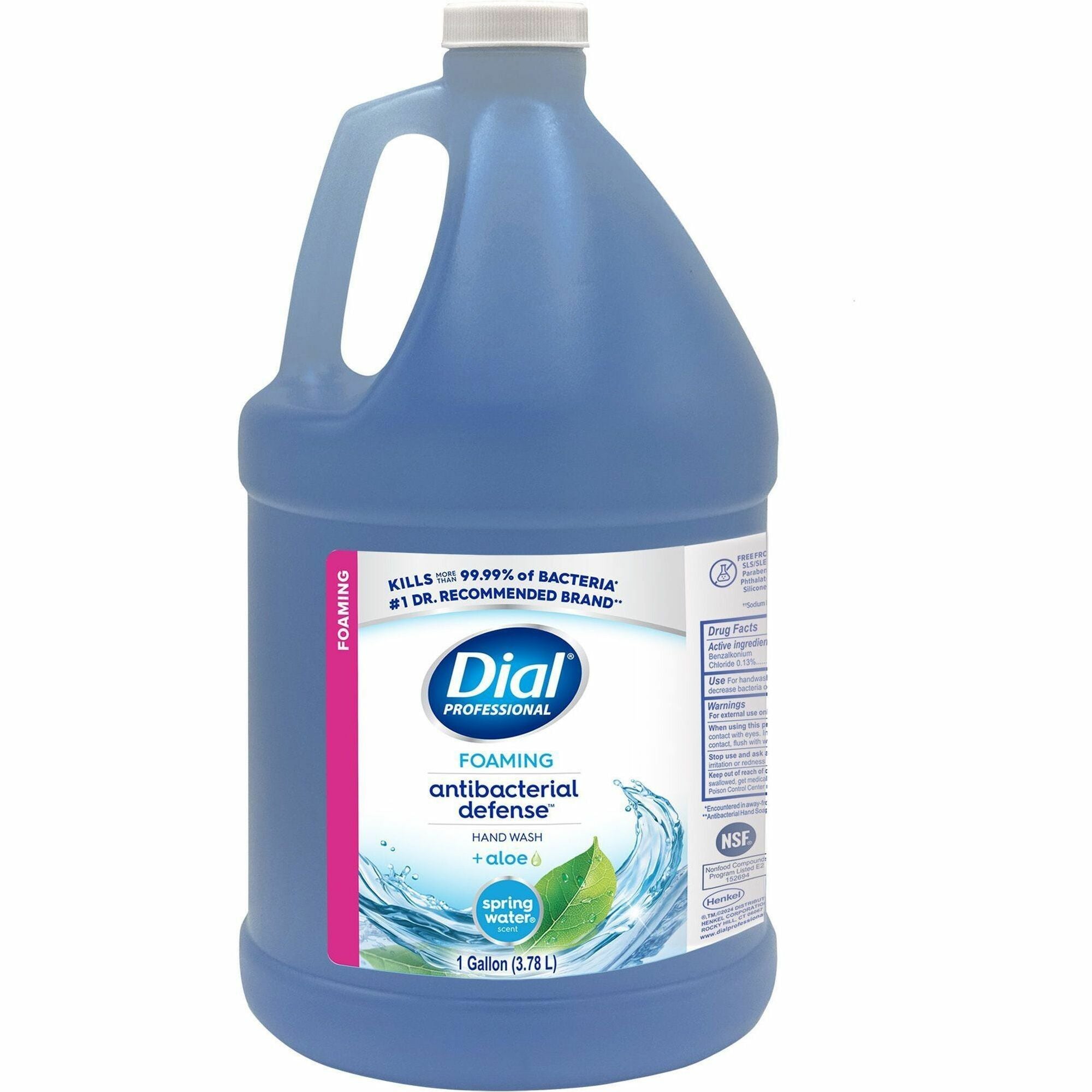 Dial Antibacterial Defense Foaming Handwash - Spring Water, Fresh Scent - 1 gal - Pump Dispenser - Bacteria Remover - Hand, Skin - Antibacterial - Blue - Cruelty-free, Sulfate-free, Paraben-free, Phthalate-free, Silicone-free, pH Balanced - 1 Each