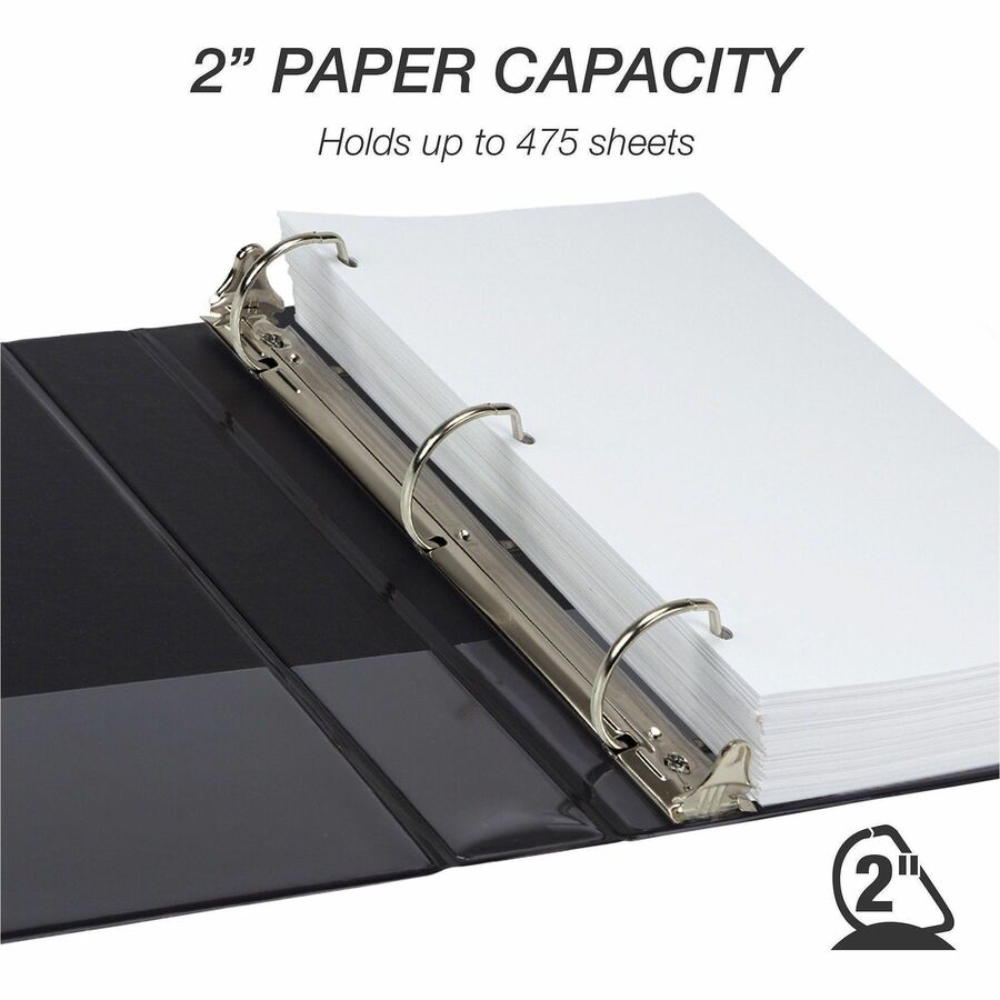 Samsill Ring Binder - Letter - 8 1/2" x 11" Sheet Size - 3 x 2" Ring(s) - Fastener(s): D-Ring - Pocket(s): 2, Internal - Black - Durable, Clear Overlay, Non-stick, Transfer Safe, Copy Safe, Wear Resistant, Tear Resistant - 4 Pack