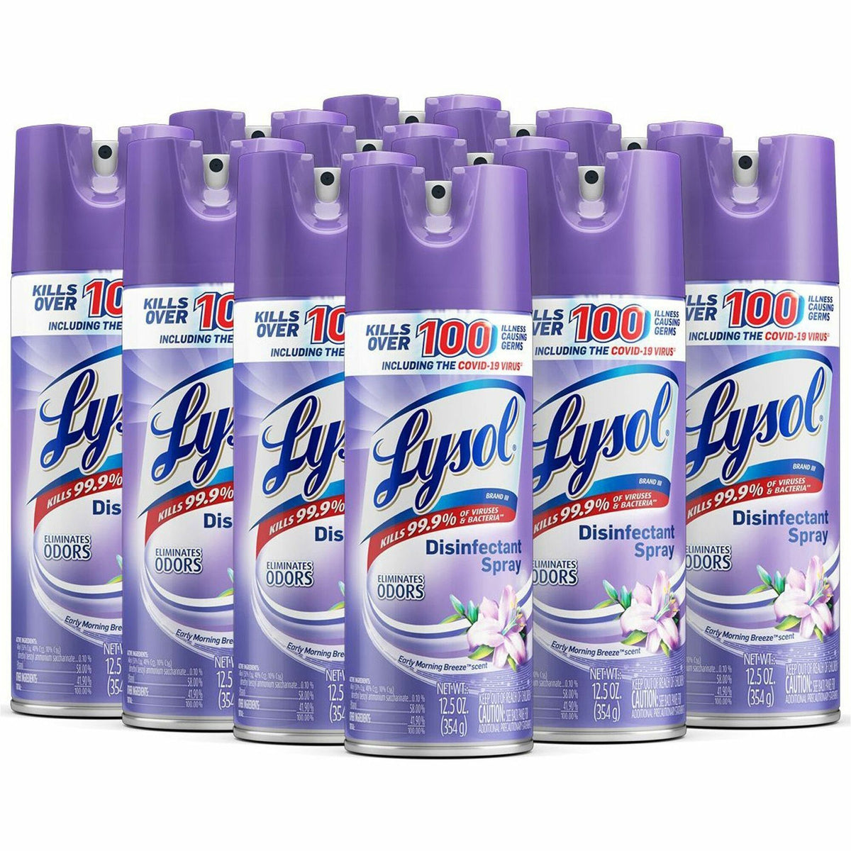 Lysol Disinfectant Spray - For Multi Surface - Spray - 12.5 fl oz (0.4 quart) - Early Morning Breeze Scent - Mold Resistant, Mildew Resistant - Multi - 12 / Carton