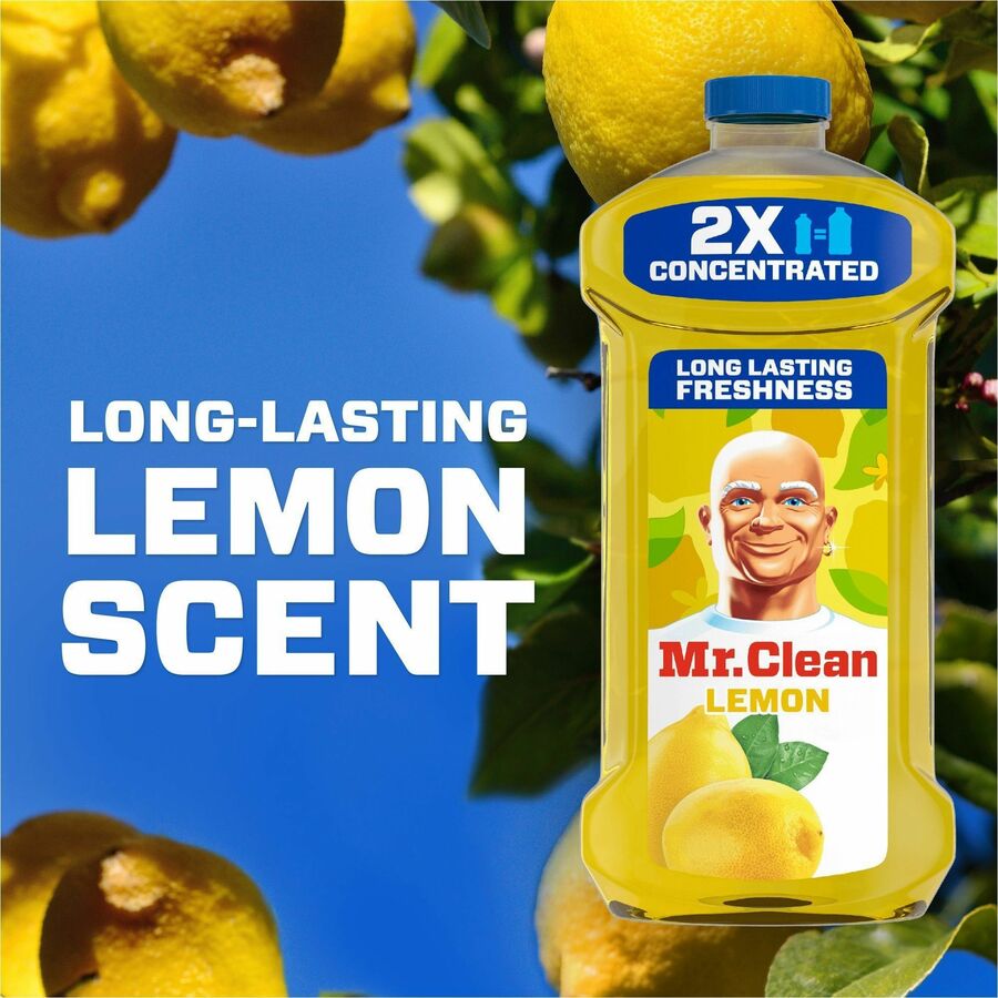 Mr. Clean Multi-Surface Cleaner - For Multi Surface, Multipurpose - Concentrate - Liquid - 23 fl oz (0.7 quart) - Lemon Scent - Long Lasting, Phosphate-free - Yellow - 9 / Carton
