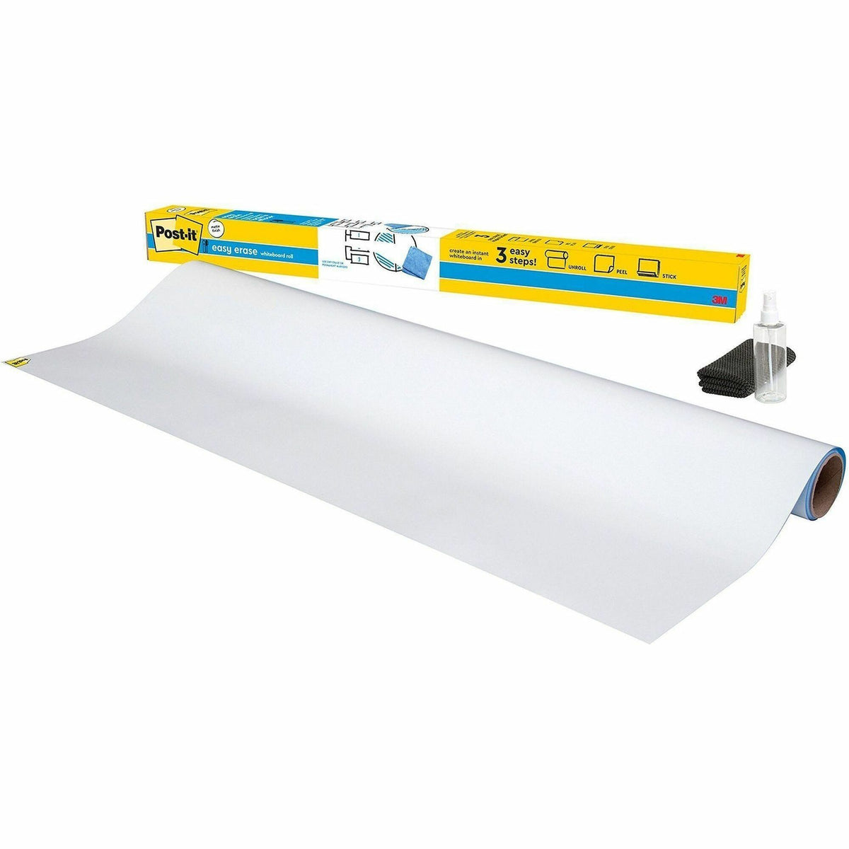 Post-it® Easy Erase Whiteboard Roll, 6'x4' - White Surface - White Sheet Color - Rectangle - 72" Length x 48" Width - Flexible, Stain Resistant, Easy Peel, Self-stick, Removable, Wipeable, Stain Proof - 1 Each