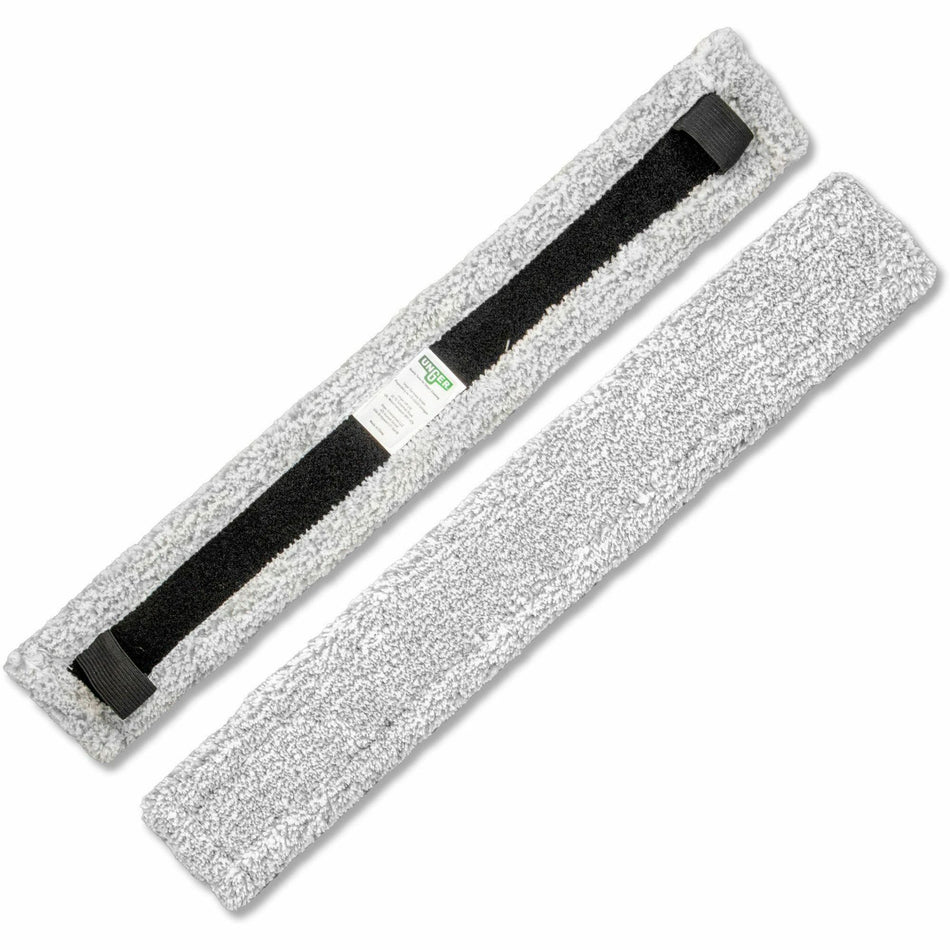 Unger VisaVersa Pro Pads - 9.84" Length - Cleaning - Absorbent, Lightweight, Machine Washable, Hook & Loop Fastener - MicroFiber - Gray, White - 10 / Carton
