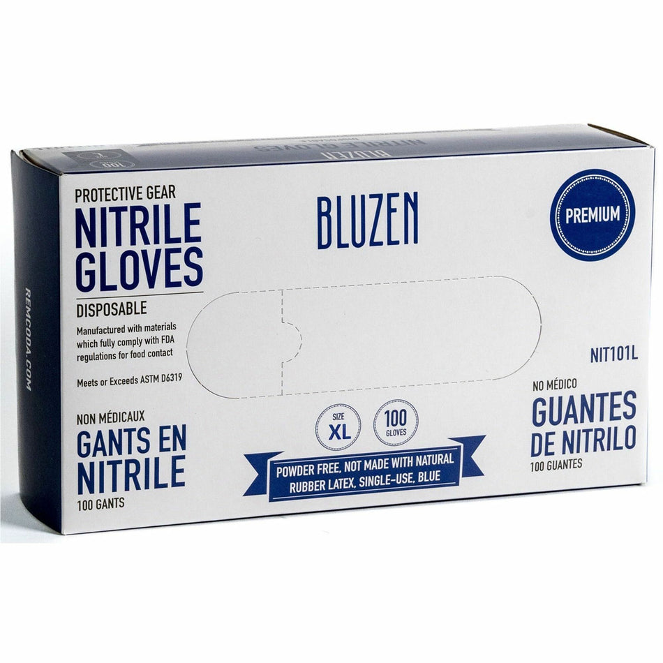 Remcoda Disposable Nitrile Gloves - 3 mil Thickness - X-Large Size - Nitrile - Blue - Durable, Comfortable - 100 / Box
