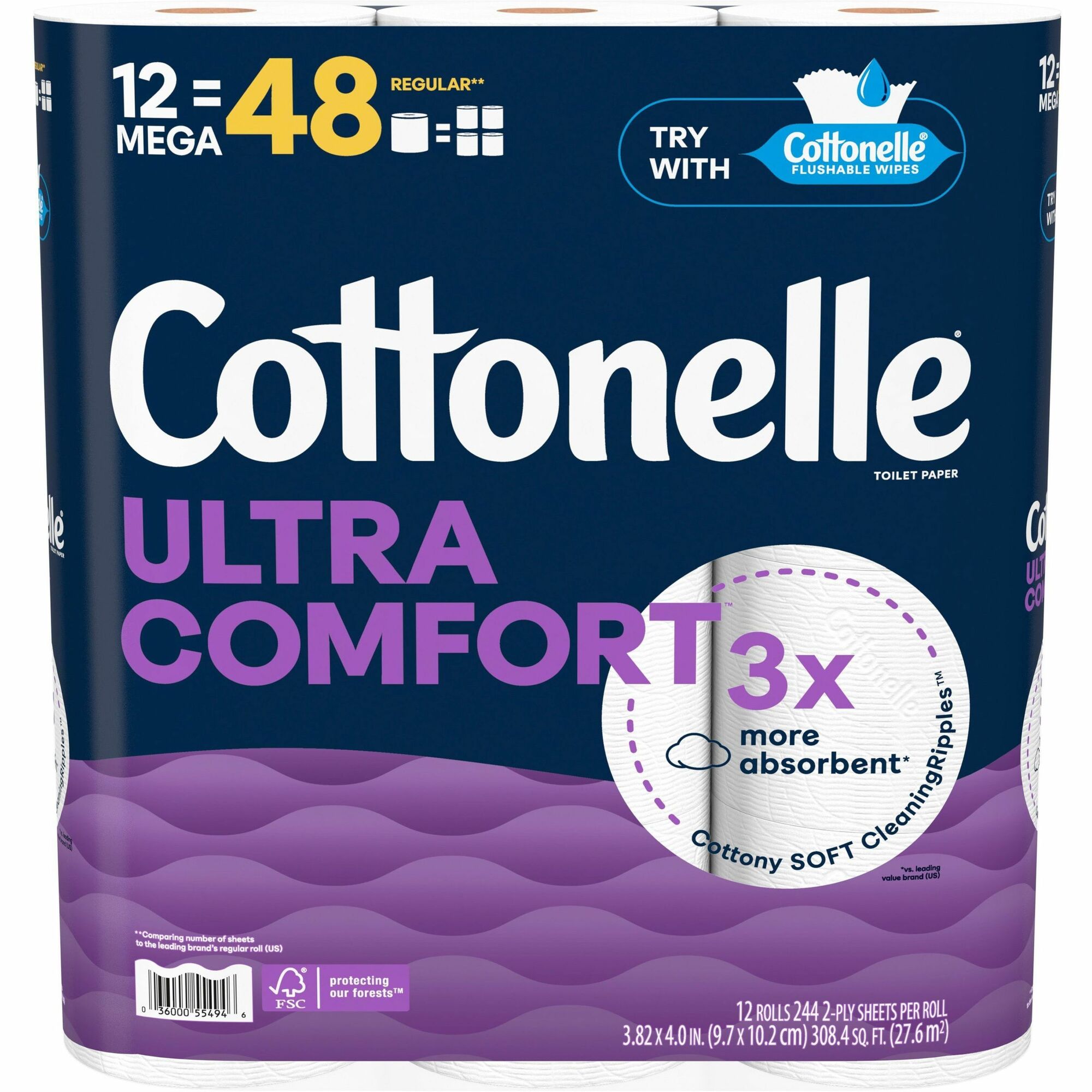 Kimberly-Clark Professional Ultra Comfort Toilet Paper - 2 Ply - White - Paper, Fiber - 12 / Pack