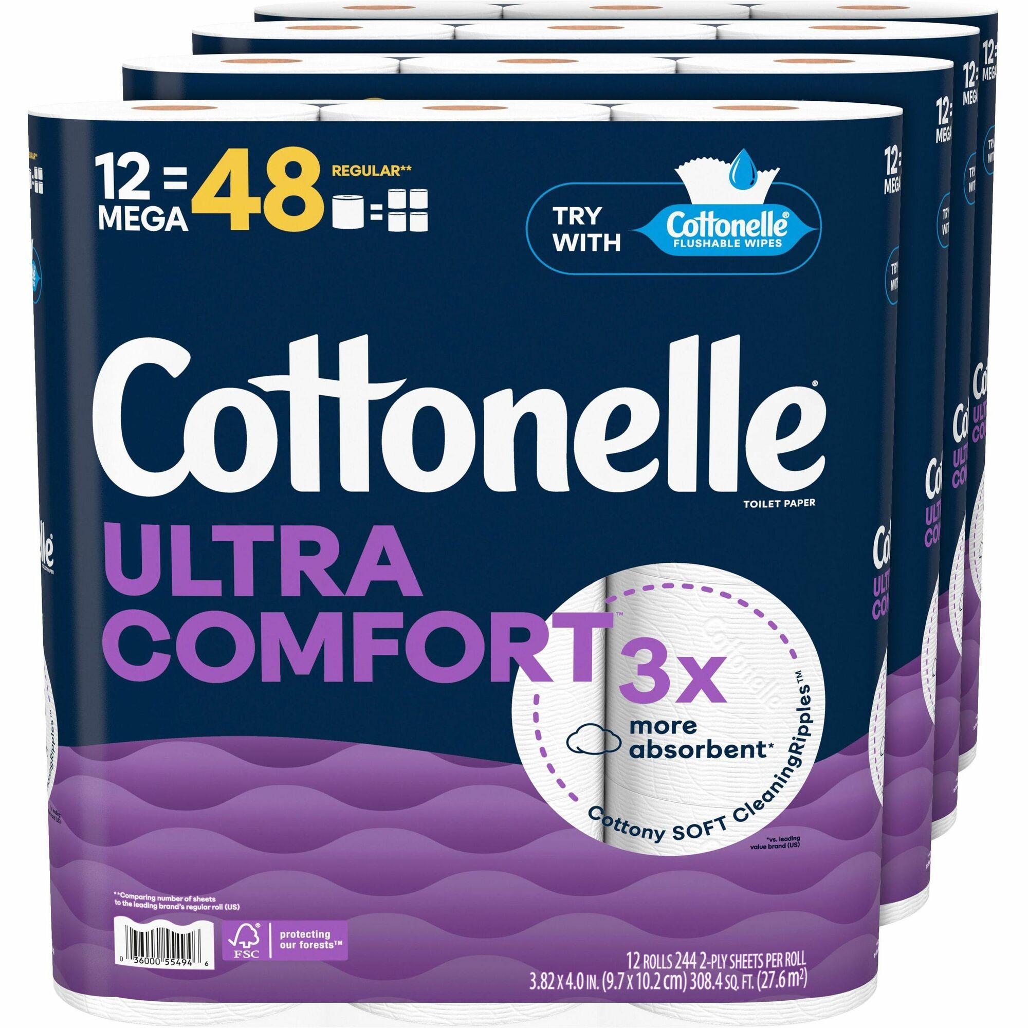Kimberly-Clark Professional Ultra Comfort Toilet Paper - 2 Ply - White - Paper, FiberPack - 12/Pack - 4 / Carton
