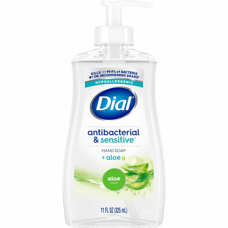 Dial Sensitive Skin Antibacterial Soap - Fresh, Aloe Scent - 11 fl oz - Pump Dispenser - Bacteria Remover - Hand, Skin - Antibacterial - Green - Recycled - Cruelty-free, Paraben-free, Phthalate-free, Silicone-free, pH Balanced, Sulfate-free - 1 Each