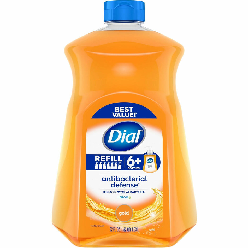 Dial Antibacterial Defense Liquid Hand Soap - Fresh Scent - 1.63 quart - Pump Dispenser - Bacteria Remover - Hand, Skin - Antibacterial - Gold - Recycled - Cruelty-free, Paraben-free, Phthalate-free, Silicone-free, pH Balanced, Sulfate-free - 1 Each