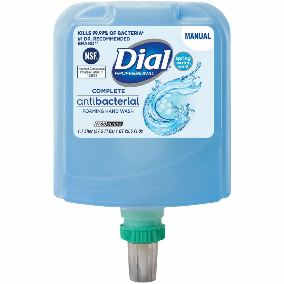 Dial 1700 Universal Dispenser Refills - Spring Water Scent - 1.80 quart - Bacteria Remover - Hand, Skin - Moisturizing - Antibacterial - Blue - Non-drying - 3 / Carton