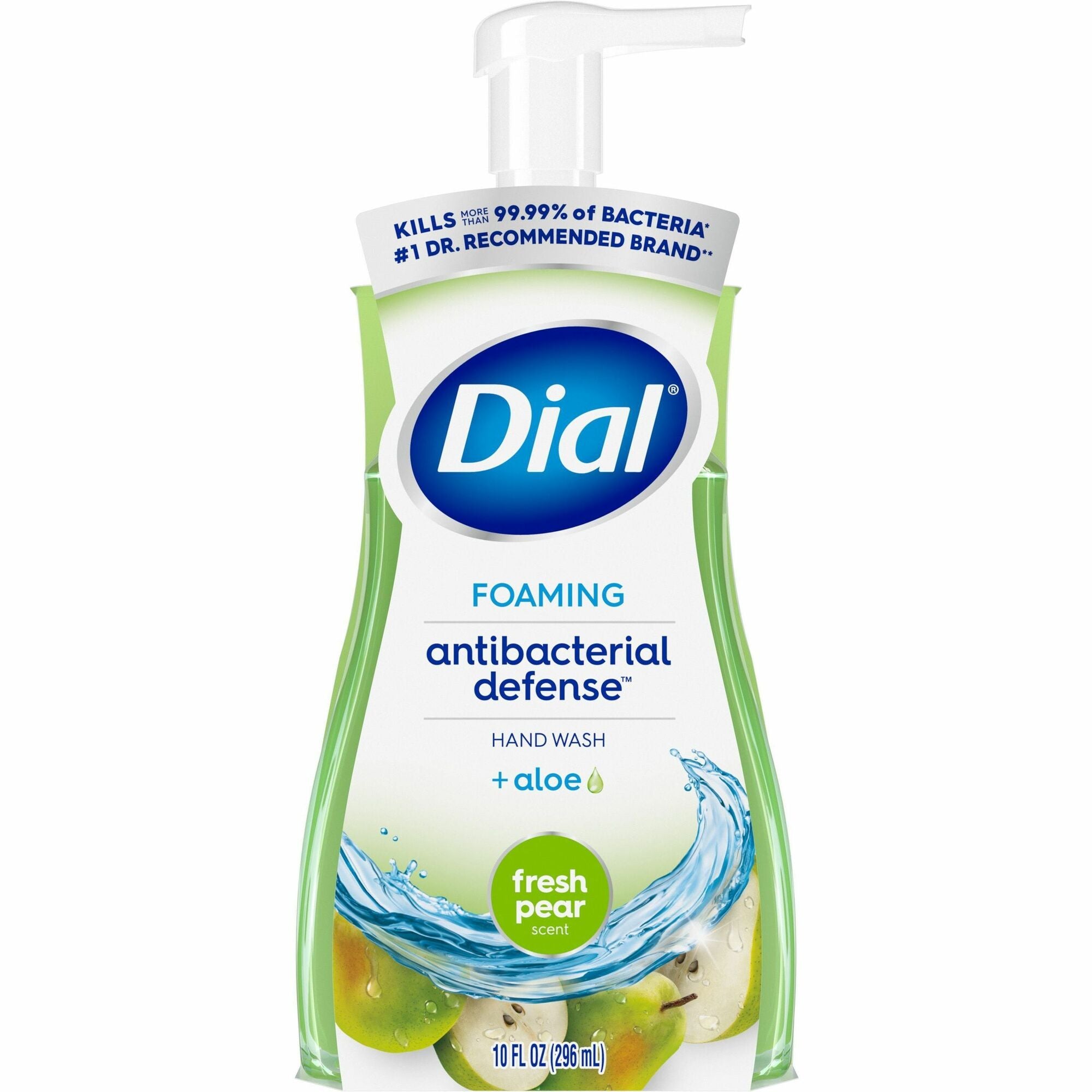Dial Foaming Hand Wash - Fresh Pear Scent - 10 fl oz - Pump Bottle Dispenser - Kill Germs - Hand, Skin - Green - 1 Each