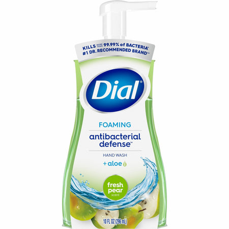 Dial Foaming Hand Wash - Fresh Pear Scent - 10 fl oz - Pump Bottle Dispenser - Kill Germs - Hand, Skin - Green - 1 Each