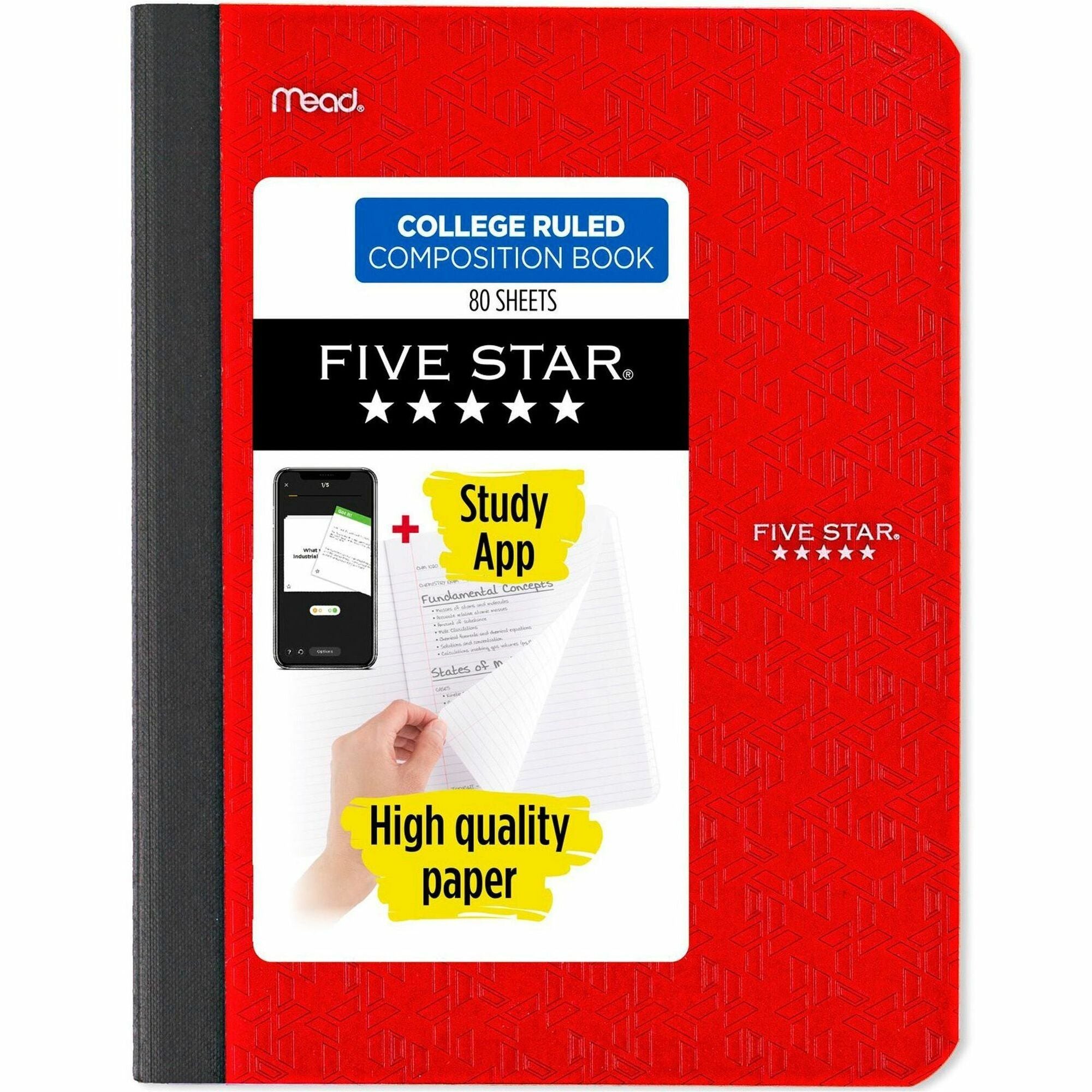 Mead College-ruled Composition Book - 80 Sheets - Sewn - College Ruled, Medium Ruled Front Ruling - 9 3/4" x 7 1/2" Sheet Size - Assorted Plastic Cover - Double Sided Sheet, Durable, Smooth, Snag Resistant - 1 Each