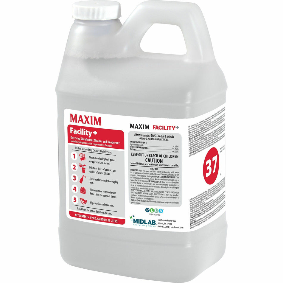 Maxim Facility+ One-Step Disinfectant/Cleaner/Deodorant - For Hard Surface, Nonporous Surface - Concentrate - 64 fl oz (2 quart) - 4 / Carton