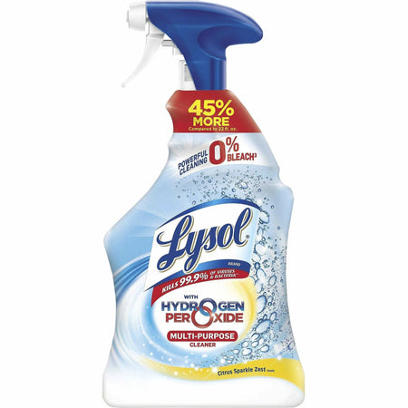 Lysol Hydrogen Peroxide Cleaner - For Multipurpose - 32 fl oz (1 quart) - Citrus Sparkle Zest Scent - Residue-free, Long Lasting, Bleach-free, Disinfectant - Multi Spray Bottle - 9 / Carton