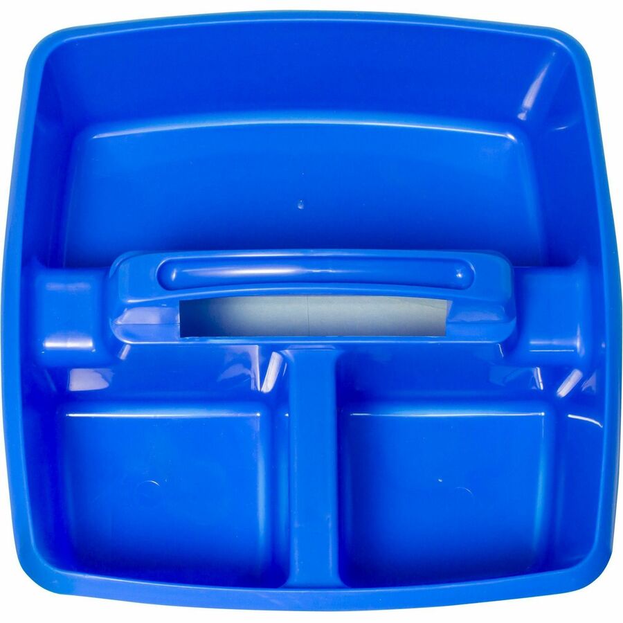 Storex Classroom Caddy - 3 Compartment(s) - 5.25" Height x 9.25" Width x 9.25" Depth - Handle, Washable, Stackable, Impact Resistant, Dishwasher Safe, Durable - 50% Recycled - Blue - Plastic - 5 / Set