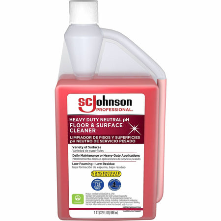 SC Johnson Heavy-Duty pH Floor & Surface Cleaner - For Multi Surface, Multipurpose - Concentrate - 32 fl oz (1 quart) - Heavy Duty - Red Bottle - 1 Each