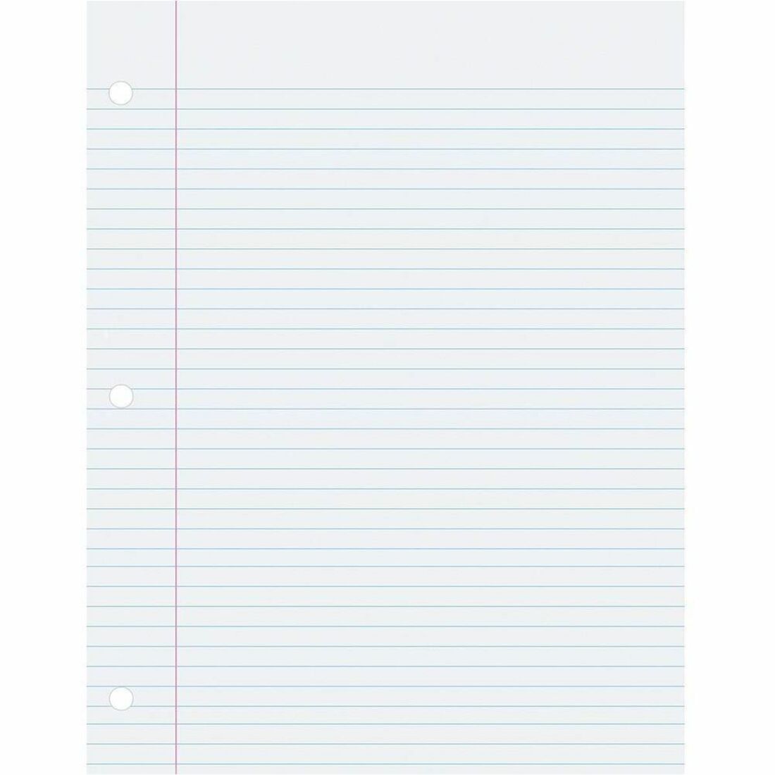 Pacon College-Ruled Filler Paper - 500 Sheets - Ruled Red Margin - 3 Hole(s) - 8 1/2" x 11" Sheet Size - White Paper - Smooth, Hole-punched, Recyclable - 500 / Pack