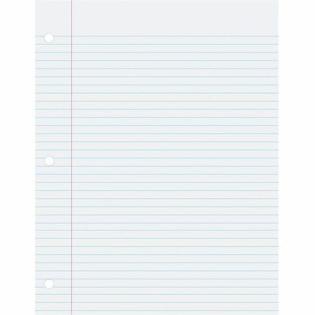 Pacon College-Ruled Filler Paper - 500 Sheets - Ruled Red Margin - 3 Hole(s) - 8 1/2" x 11" Sheet Size - White Paper - Smooth, Hole-punched, Recyclable - 500 / Pack