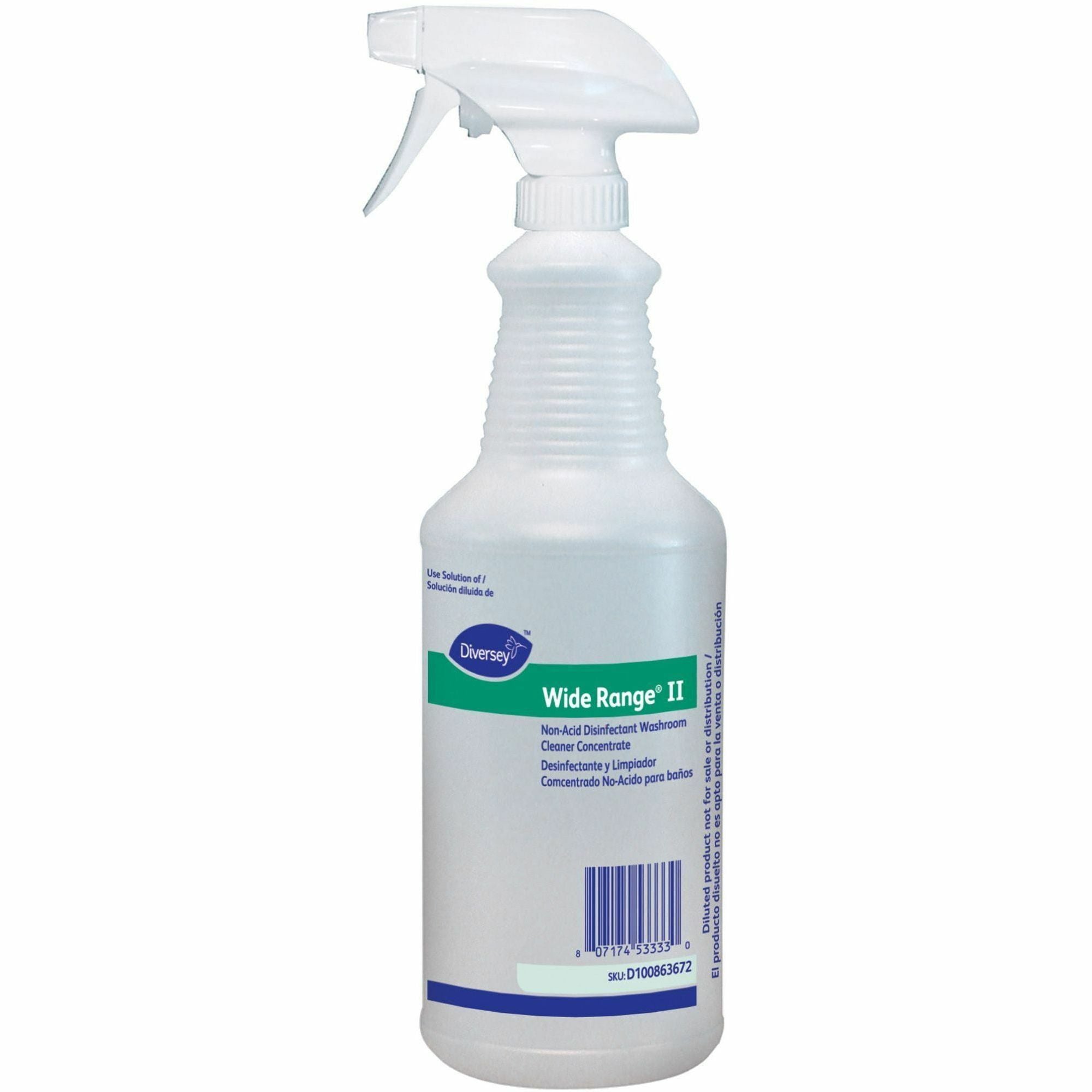 Diversey Wide Range II Non-Acid Disinfectant Washroom Cleaner - Suitable For Washroom, Cleaning - Disinfectant - Clear - 1 Each