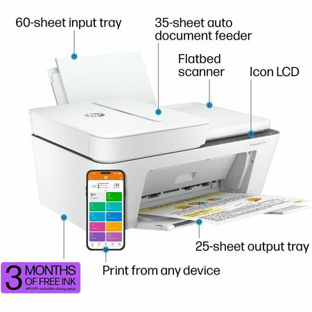 HP Deskjet 4255e Wireless Inkjet Multifunction Printer - Color - White - Alternate-Image5