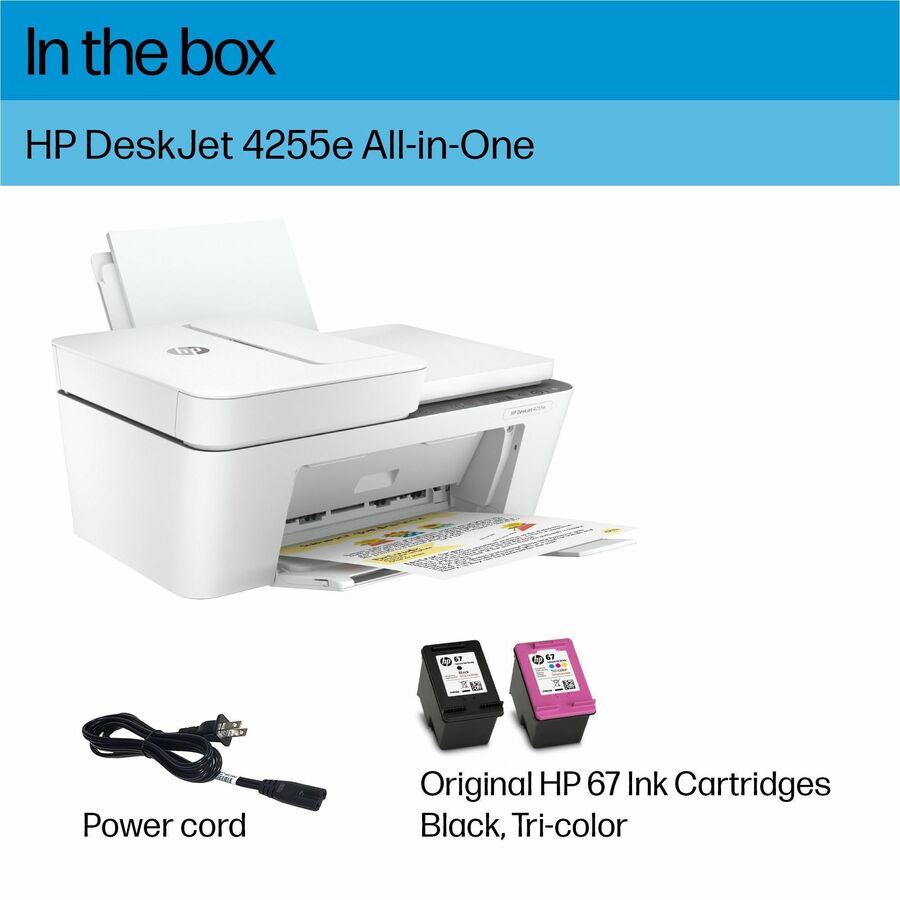 HP Deskjet 4255e Wireless Inkjet Multifunction Printer - Color - White - Alternate-Image3