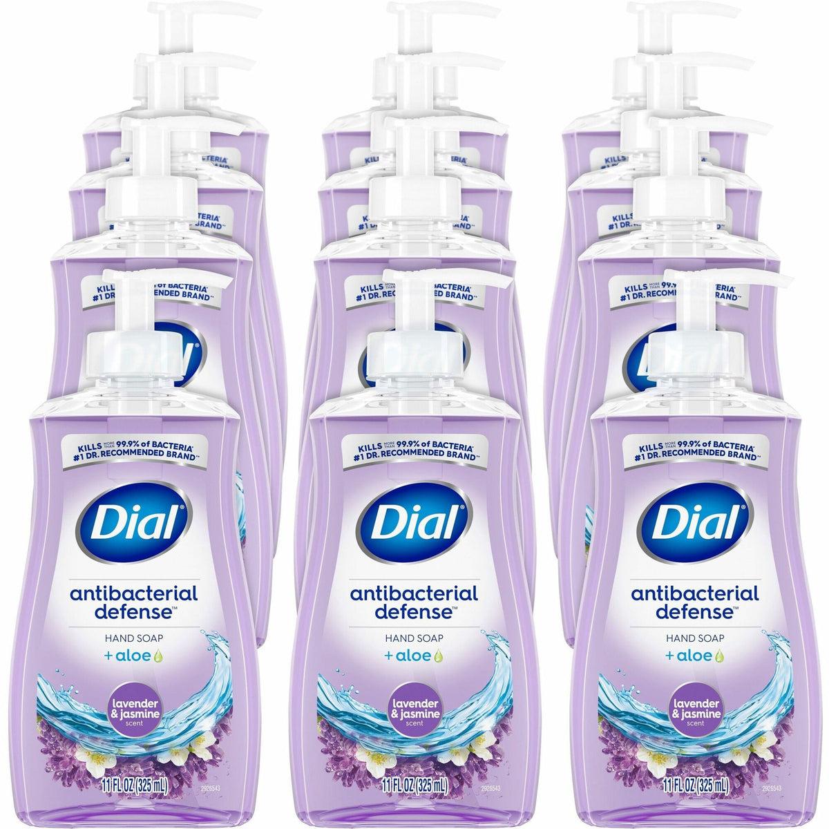 Dial Antibacterial Defense Liquid Hand Soap - 11 fl oz - Bacteria Remover - Hand - Antibacterial - Lavender - Recycled - Cruelty-free, Paraben-free, Phthalate-free, Silicone-free - 12 / Carton