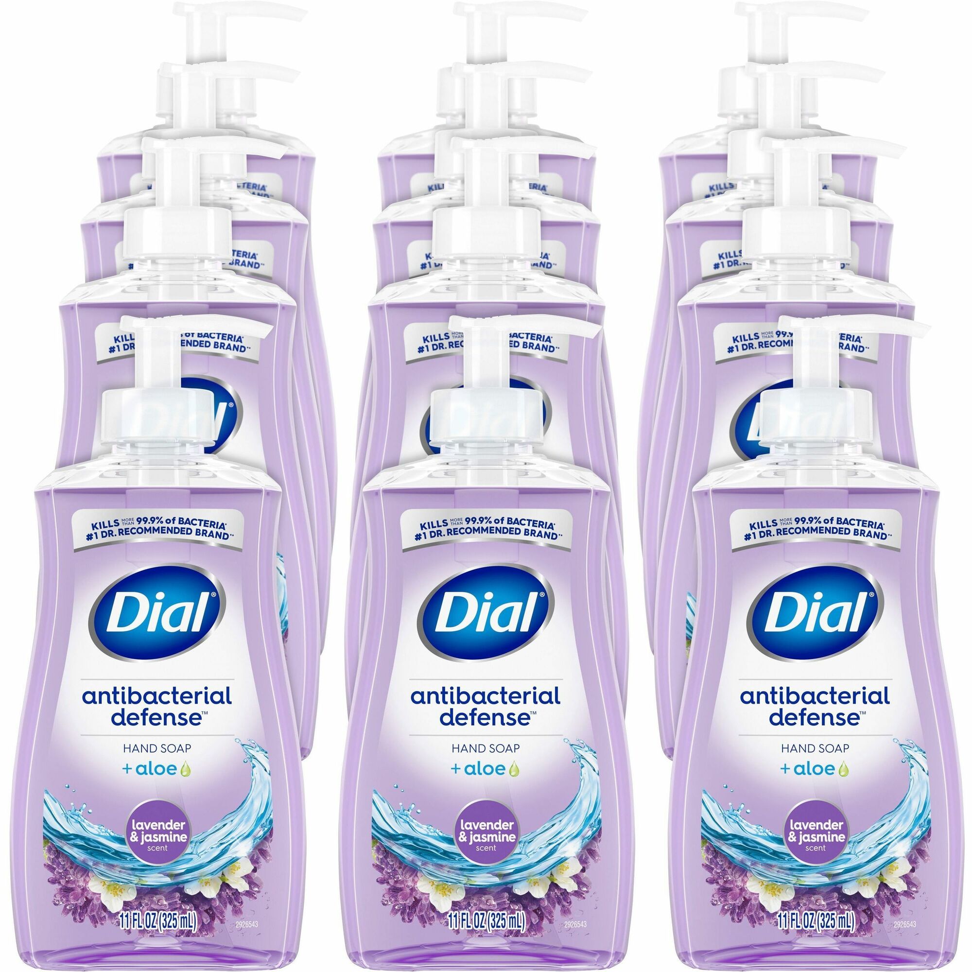Dial Antibacterial Defense Liquid Hand Soap - 11 fl oz - Bacteria Remover - Hand - Antibacterial - Lavender - Recycled - Cruelty-free, Paraben-free, Phthalate-free, Silicone-free - 12 / Carton