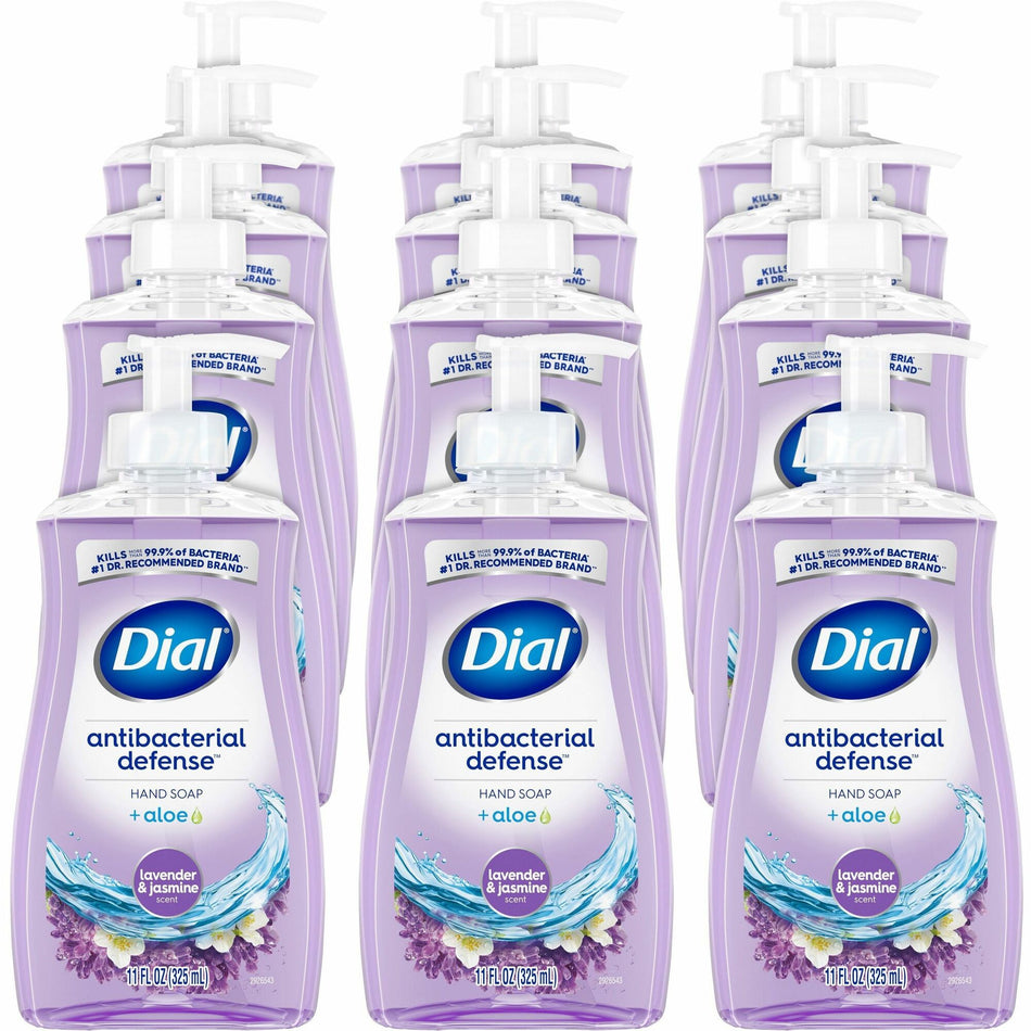 Dial Antibacterial Defense Liquid Hand Soap - 11 fl oz - Bacteria Remover - Hand - Antibacterial - Lavender - Recycled - Cruelty-free, Paraben-free, Phthalate-free, Silicone-free - 12 / Carton