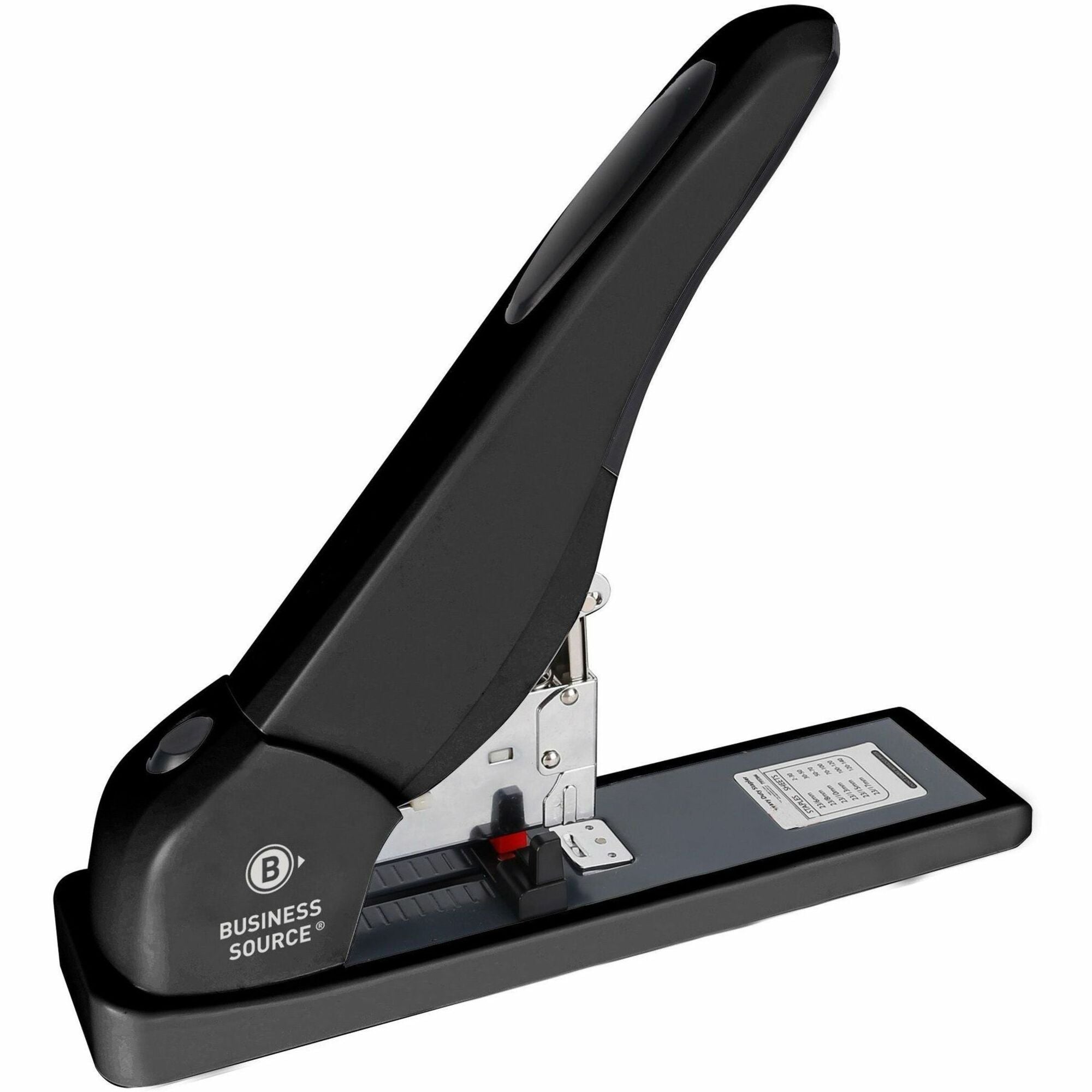 Business Source High-Capacity Stapler - Staples Upto 140 Sheet - Holds Upto 100 Staple - Staple Size: 0.25" , 0.31" , 0.38" , 0.50" , 0.60" , 0.67" - Black - Metal - 1 Each