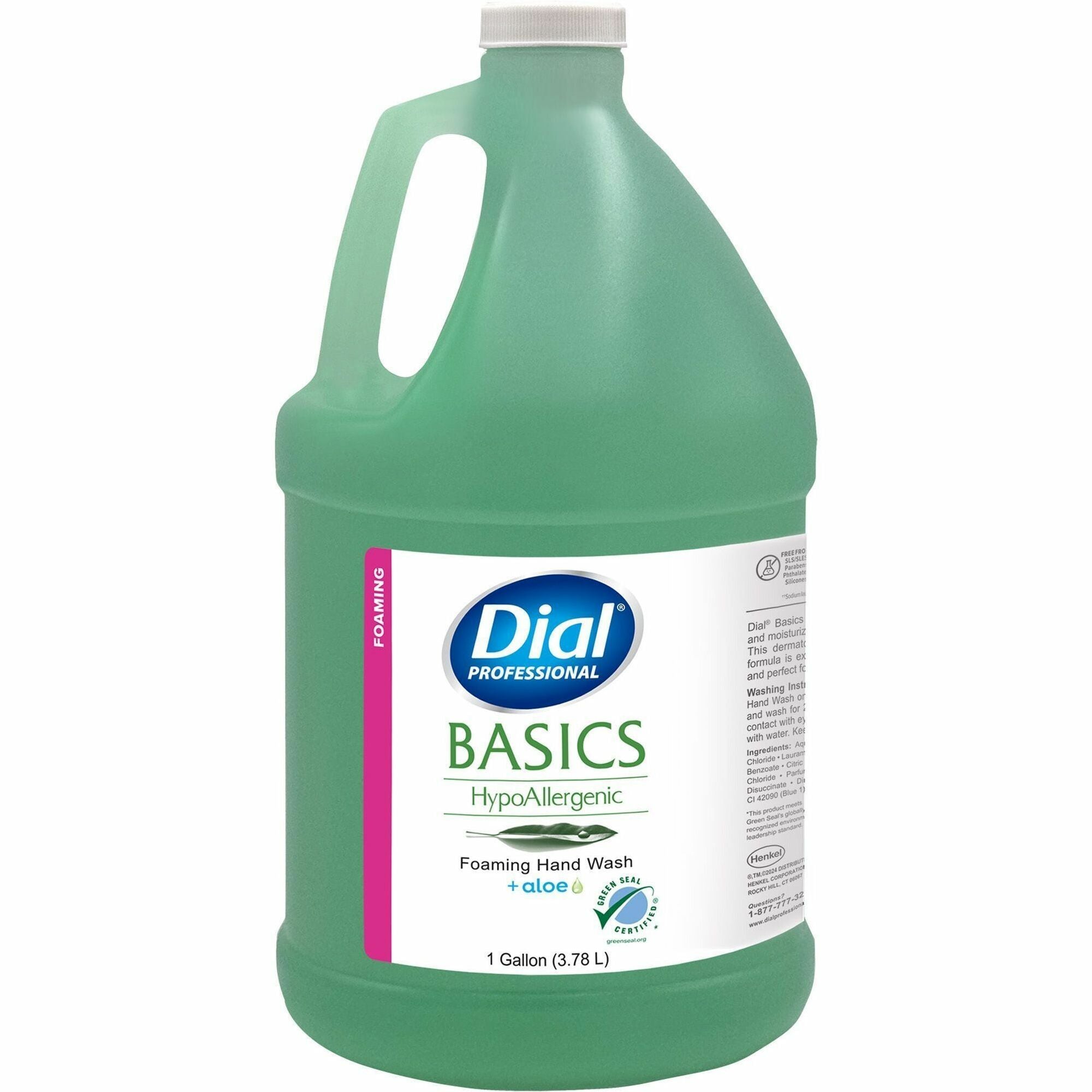 Dial Basics HypoAllergenic Foam Hand Soap - Aloe Scent - 1 gal - Hand, Commercial, Healthcare, School, Office, Restaurant, Daycare - Green - 4 / Carton