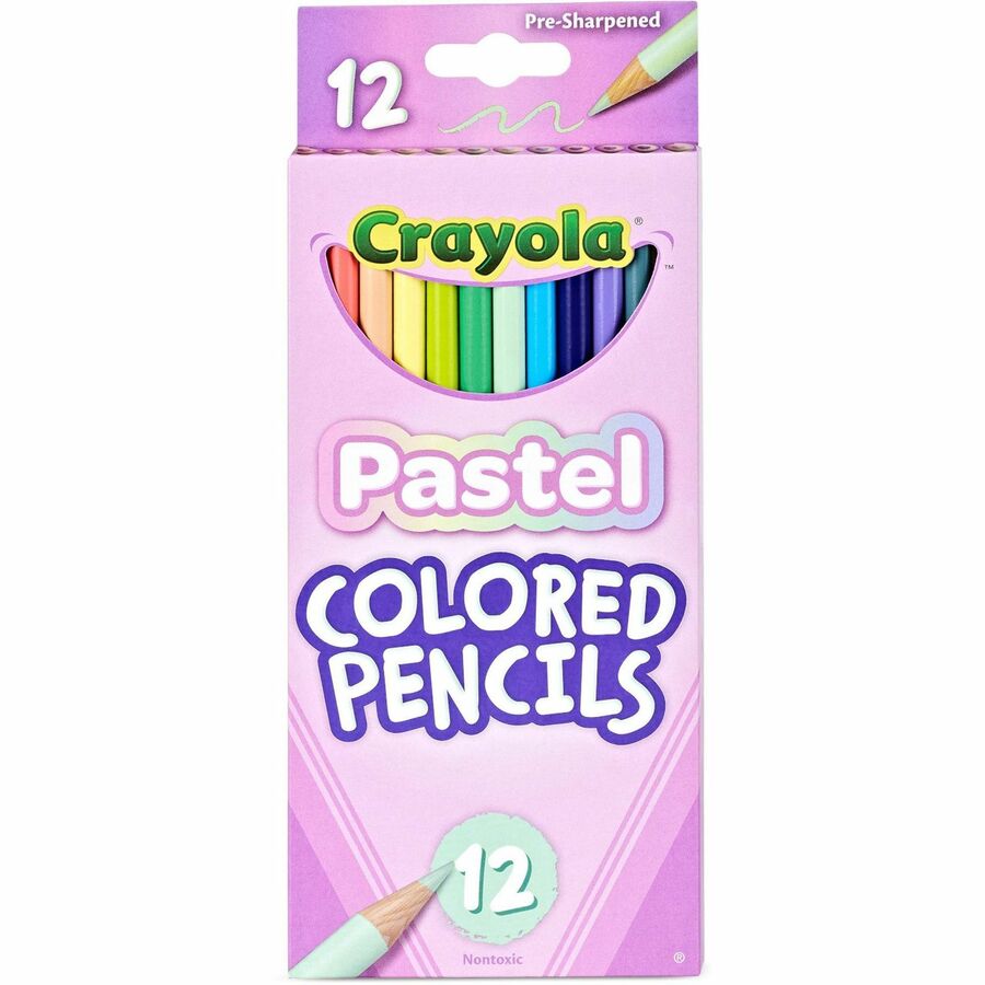 Crayola Presharpened Colored Pencils - 3.3 mm Salmon, Apricot, Spring Green, Sea Green, Periwinkle, Sand, Unmellow Yellow, Cool Mint, Cornflower, Purple Mountains Majesty, Slate Lead - 12 Each