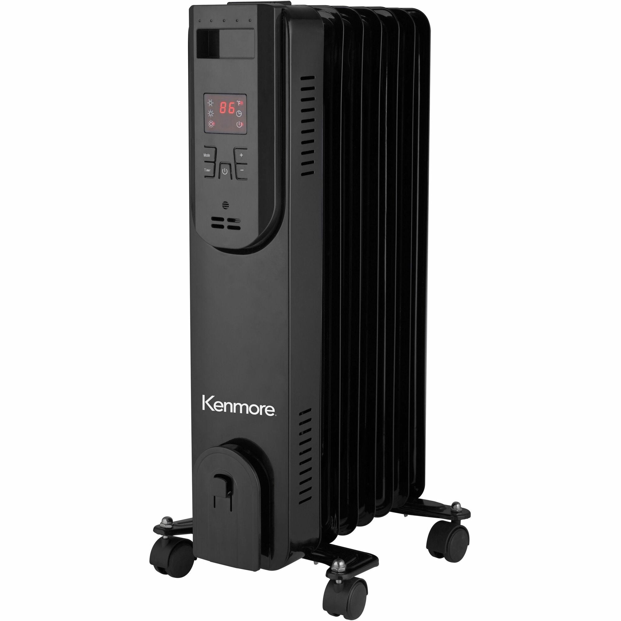 Kenmore 24" Oil-Filled Radiator Space Heater - Oil Filled - 1500 W - Timer - Office, Room, Kitchen - Black